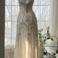 Elfenbeinweißes elegantes Spaghettiträger-Chiffon-Langkleid mit Perlenbesatz, Meerjungfrauenkleid, Ballkleid, Abendkleid, Partykleid, nv4228
