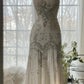 Elfenbeinweißes elegantes Spaghettiträger-Chiffon-Langkleid mit Perlenbesatz, Meerjungfrauenkleid, Ballkleid, Abendkleid, Partykleid, nv4228