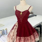 Grün/Burgunderrotes Homecoming-Kleid mit Spaghettiträgern, A-Linie, kurz, Tüll, Ballkleid, nv4265