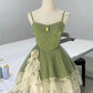 Grün/Burgunderrotes Homecoming-Kleid mit Spaghettiträgern, A-Linie, kurz, Tüll, Ballkleid, nv4265