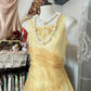 Yellow Evening Gown Round Neck A-Line Tulle Long Prom Gown Party Dress nv4297