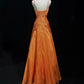 Orange Beaded Long Vintage Satin Prom Gown Evening Gown Graduation Dress nv4398