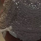 Silbernes, wunderschönes, luxuriöses, atemberaubendes, figurbetontes, kurzes Ballkleid mit Perlenbesatz, Heimkehrkleid, Geburtstagskleid, nv4795