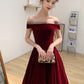 Elegantes burgunderfarbenes A-Linien-Partykleid aus Samt mit Schleife und bodenlangem Rock, tiefrotes Abendkleid, Ballkleid nv1792