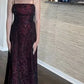 Robe de soirée longue en tulle style sirène bordeaux vintage, élégante, à bretelles spaghetti, avec perles, à la mode, robe de bal, robe de soirée, robe de bal nv3932