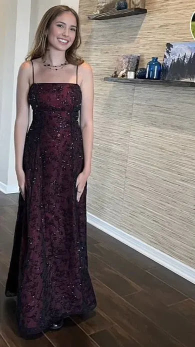 Robe de soirée longue en tulle style sirène bordeaux vintage, élégante, à bretelles spaghetti, avec perles, à la mode, robe de bal, robe de soirée, robe de bal nv3932