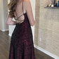 Robe de soirée longue en tulle style sirène bordeaux vintage, élégante, à bretelles spaghetti, avec perles, à la mode, robe de bal, robe de soirée, robe de bal nv3932