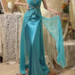 Blaues, perlenbesetztes, langes Satin-Meerjungfrauen-Ballkleid, Abendkleid, Partykleid nv4320