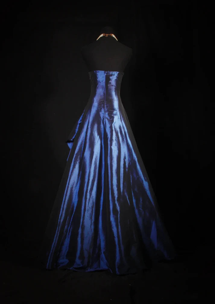 Navy Blue Vintage Fashion Exquisite Beaded Ball Gown Off Shoulder Long Satin Elegant Prom Dress Party Dress nv3769