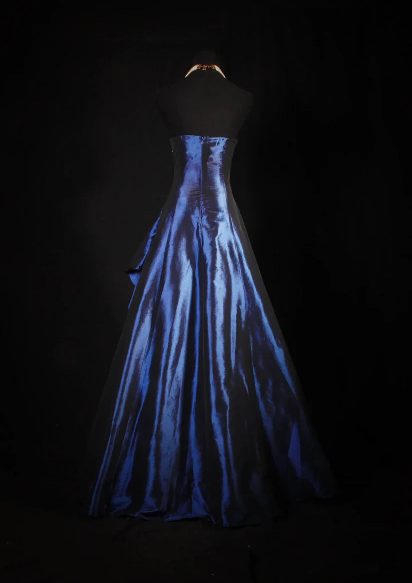 Marineblau Wunderschönes glänzendes Vintage-Mode-Schulterfreies, exquisites, langes Satin-Ballkleid mit Perlenbesatz, elegantes Partykleid, Abschlussballkleid nv3852