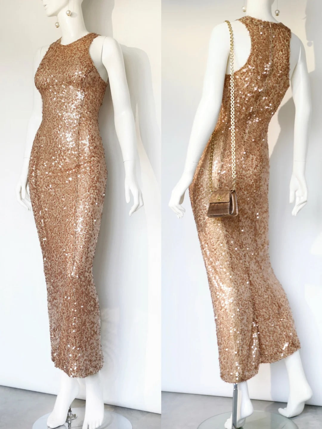 Niedrige Sättigung Farbe glänzend und charmant lange Pailletten Ballkleid Abendkleid Partykleid nv5139