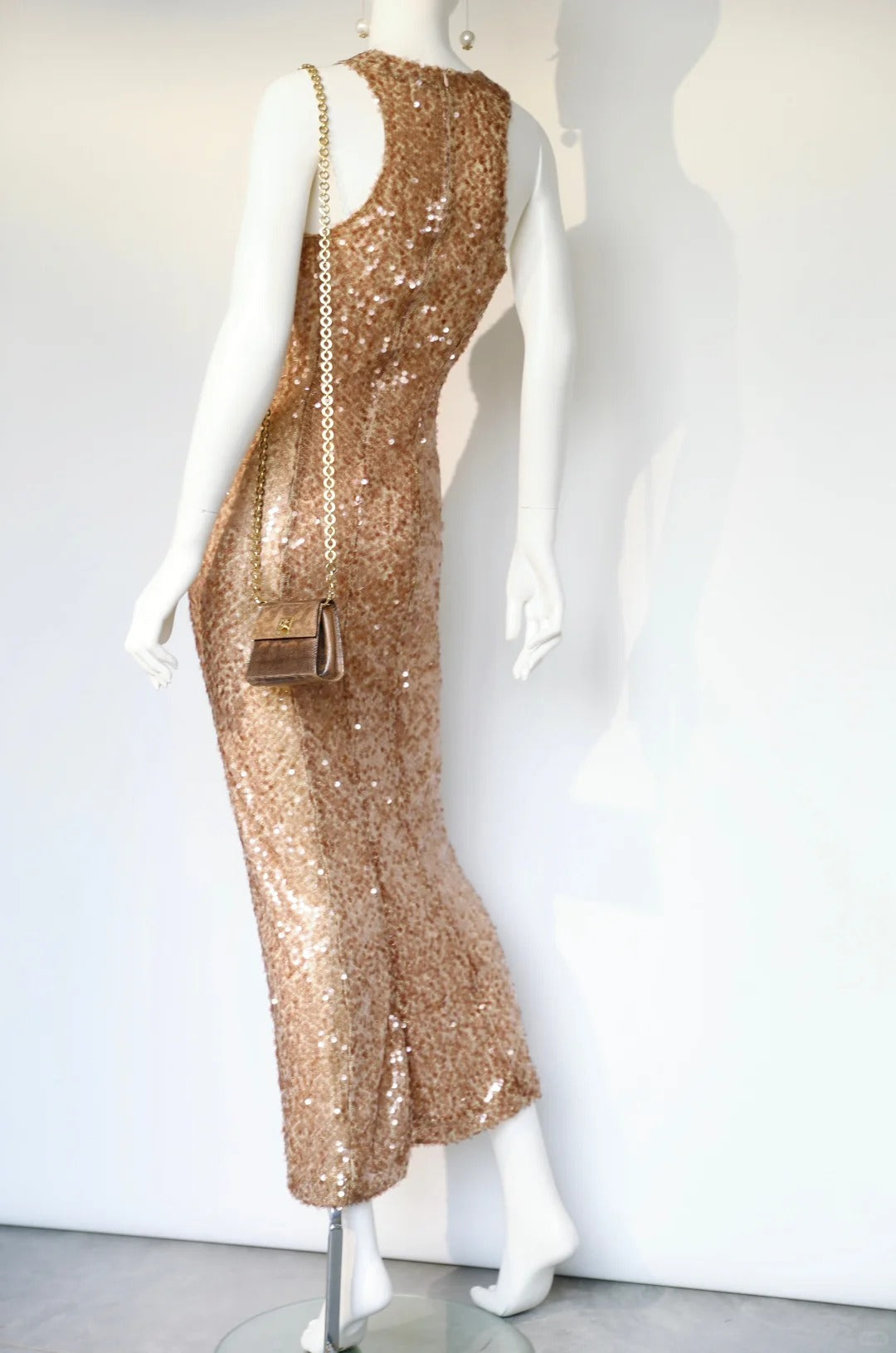 Niedrige Sättigung Farbe glänzend und charmant lange Pailletten Ballkleid Abendkleid Partykleid nv5139