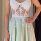 Grün Weiß Spitze Elegante Lange Tüll Ballkleid Abendkleid Partykleid nv4231