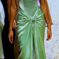 Robe de soirée longue en satin vert vintage élégante, robe de bal, robe de soirée, robe de soirée nv3695