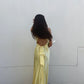 Gelb V-Ausschnitt rückenfrei Mode elegante lange Satin Ballkleid Abendkleid Hochzeitsgast Partykleid nv2013