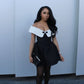 Robe de soirée courte noire sexy à épaules dénudées, robe d'anniversaire, robe de soirée, robe de bal nv2104