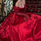 Schönes, elegantes, rotes, schulterfreies, langes Satin-A-Linien-Ballkleid, Abendkleid, Weihnachtsfeierkleid, NV3066