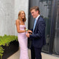Pink Elegant Spaghetti Strap Pleated Long Banquet Dress Wedding Guest Dress Evening Dress Party Dress Prom Dress nv1784