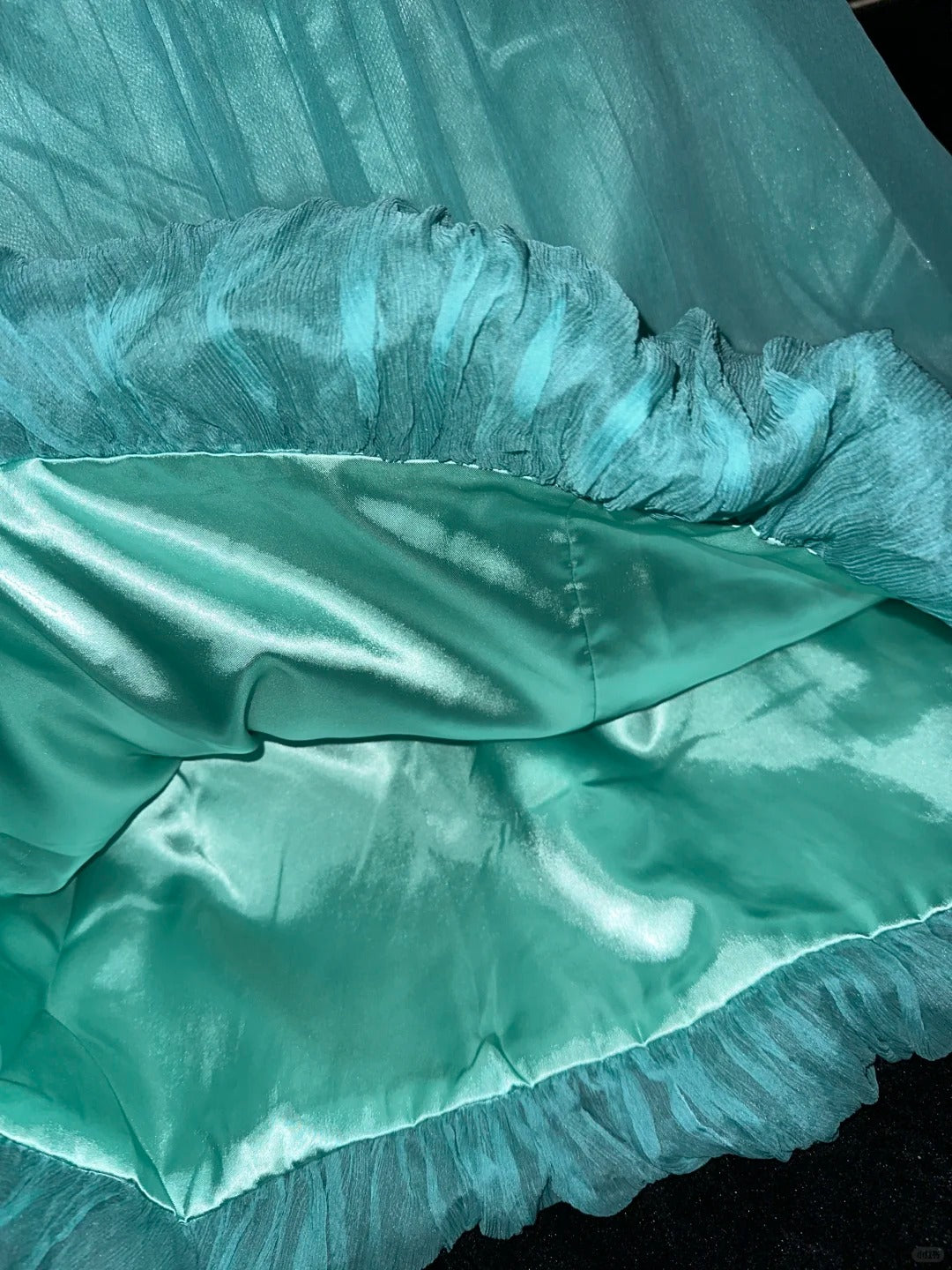 Mintgrünes florales Neckholder-Kurzkleid aus Satin-Tüll für den Heimkehrabend, Abendkleid, Geburtstagspartykleid, nv4689