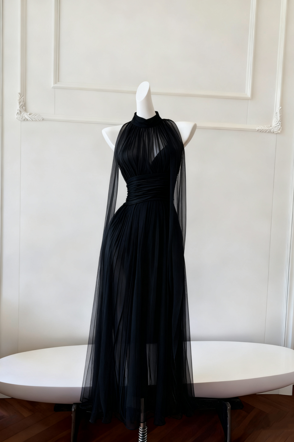 NiceVestidos – Langes, fließendes Chiffonkleid mit Trägern NV6085