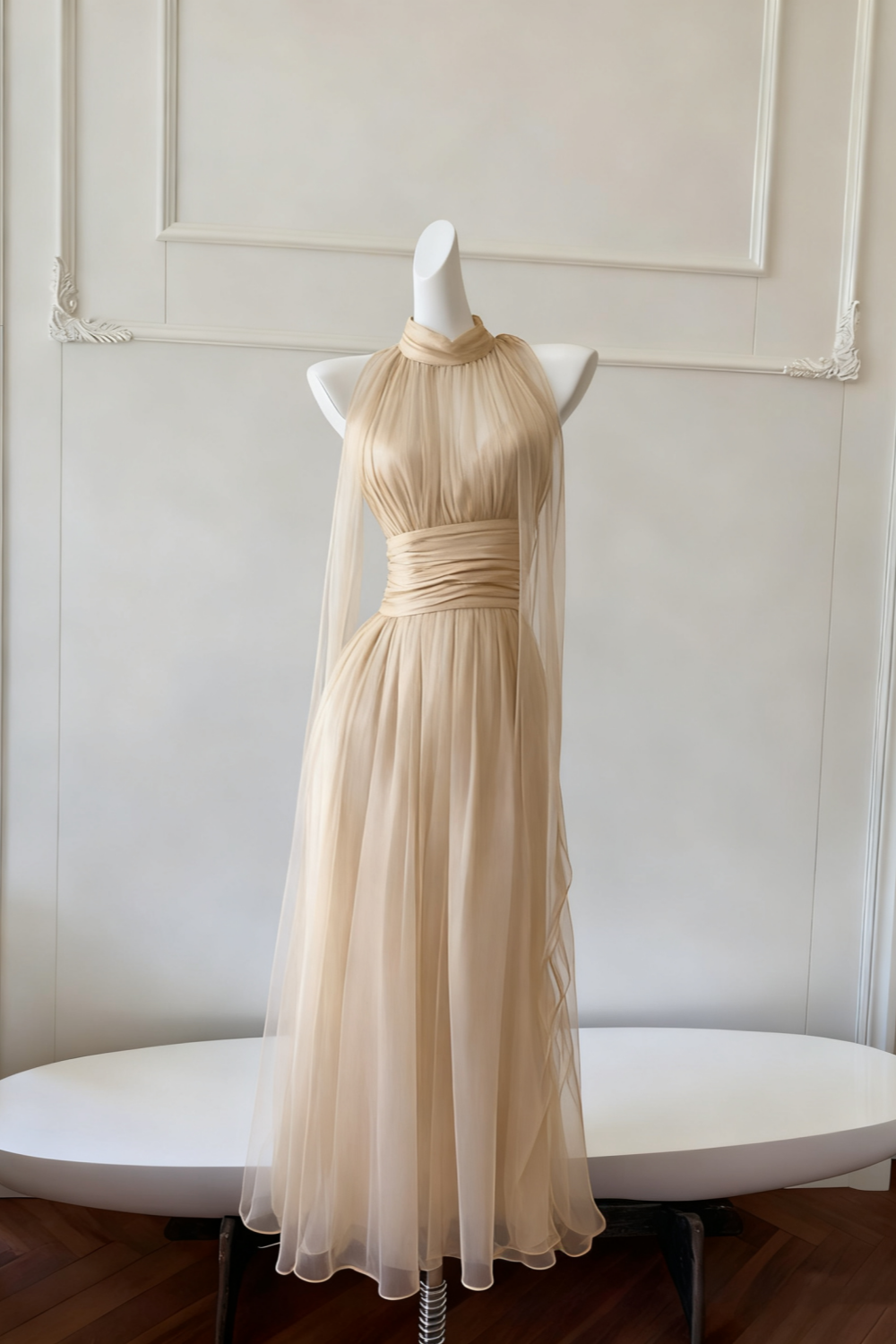 NiceVestidos – Langes, fließendes Chiffonkleid mit Trägern NV6085