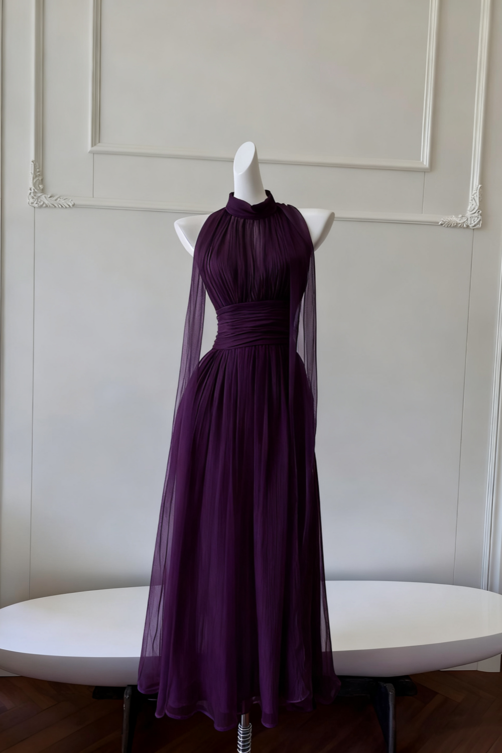 NiceVestidos – Langes, fließendes Chiffonkleid mit Trägern NV6085