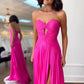 Heißes rosa trägerloses Schlüsselloch-Plissee-A-Linien-Ballkleid nv1645