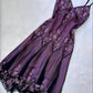 Lila Vintage-Mode Elegante Exquisite Perlen Spaghetti Strap Lange Chiffon Ballkleid Abendkleid Partykleid nv3586