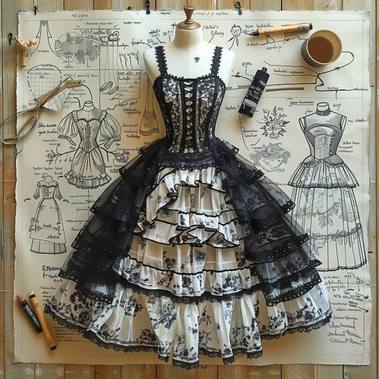 Schwarzes langes Heimkehrkleid aus Spitze mit Blumenapplikationen, Tüll, Ballkleid, Abendkleid, NV4553