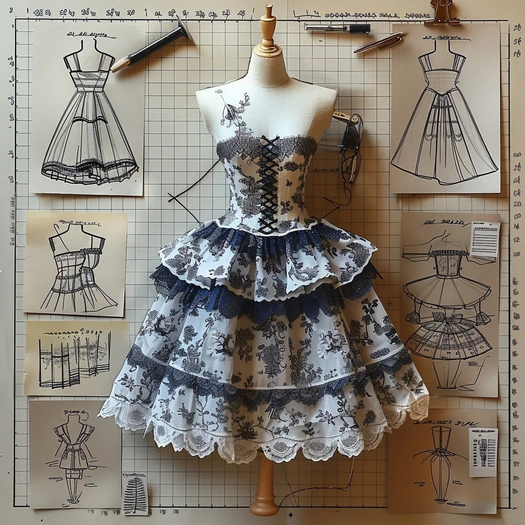 Blaues, geblümtes, mehrlagiges, kurzes Tüllkleid mit Rüschen, für den Heimkehrball, Geburtstagspartykleid, NV4554
