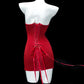 Robe mini bandeau à sequins rouge vif : laçage au dos, coupe moulante, robe de soirée idéale NV6412