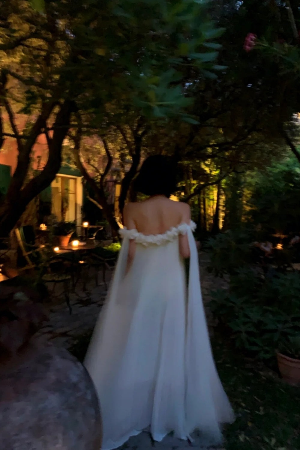 Robe de soirée française à fleurs 3D, épaules dénudées : mousseline plissée, ceinture dos nu, robe style station thermale féerique NV6402