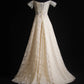NiceVestidos--Milky Apricot Lace - Embroidered Tulle Spaghetti - Strap Off - Shoulder Floor - Length Evening Dress NV5826