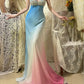 Blue rainbow beaded long chiffon mermaid ball gown evening dress party dress nv4318