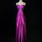 Robe de soirée longue en satin violet, élégante et perlée, nv4929
