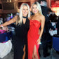 Red Off Shoulder Bow Slit Ball Gown Evening Dress nv2006