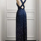 Robe de soirée de cérémonie luxueuse bleu marine ornée de perles NiceVestidos NV6094