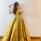 Robe de soirée longue en satin, élégante et vintage, style boule, dorée, nv4774