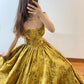 Robe de soirée longue en satin, élégante et vintage, style boule, dorée, nv4774