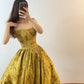 Robe de soirée longue en satin, élégante et vintage, style boule, dorée, nv4774