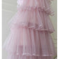 NiceVestidos - Robe de soirée rose en maille avec bretelles, robe de fête d'anniversaire française pour femme nv5558