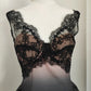 Robe de soirée courte en satin et dentelle, noire et rose, tenue de vacances, d'anniversaire, nv4268