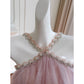 NiceVestidos - Robe de soirée rose en maille avec bretelles, robe de fête d'anniversaire française pour femme nv5558