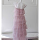 NiceVestidos - Robe de soirée rose en maille avec bretelles, robe de fête d'anniversaire française pour femme nv5558