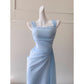 NiceVestidos-Homecoming-Kleid, blau, mit Hosenträger-Design, Taille, lang, französisch, Retro, Sommer, beliebtes Kleid für Frauen, nv5557