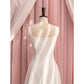 NiceVestidos - Robe courte de soirée, robe blanche longue à taille simple, nouveau style estival, bretelles sexy, grande taille, robe amincissante nv5546