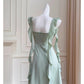 NiceVestidos-Homecoming-Kleid, Mintgrün, quadratischer Ausschnitt, Design Sense Ribbon, kurzer Stil, zierliches, sommerliches, schmales Satinkleid, NV5560