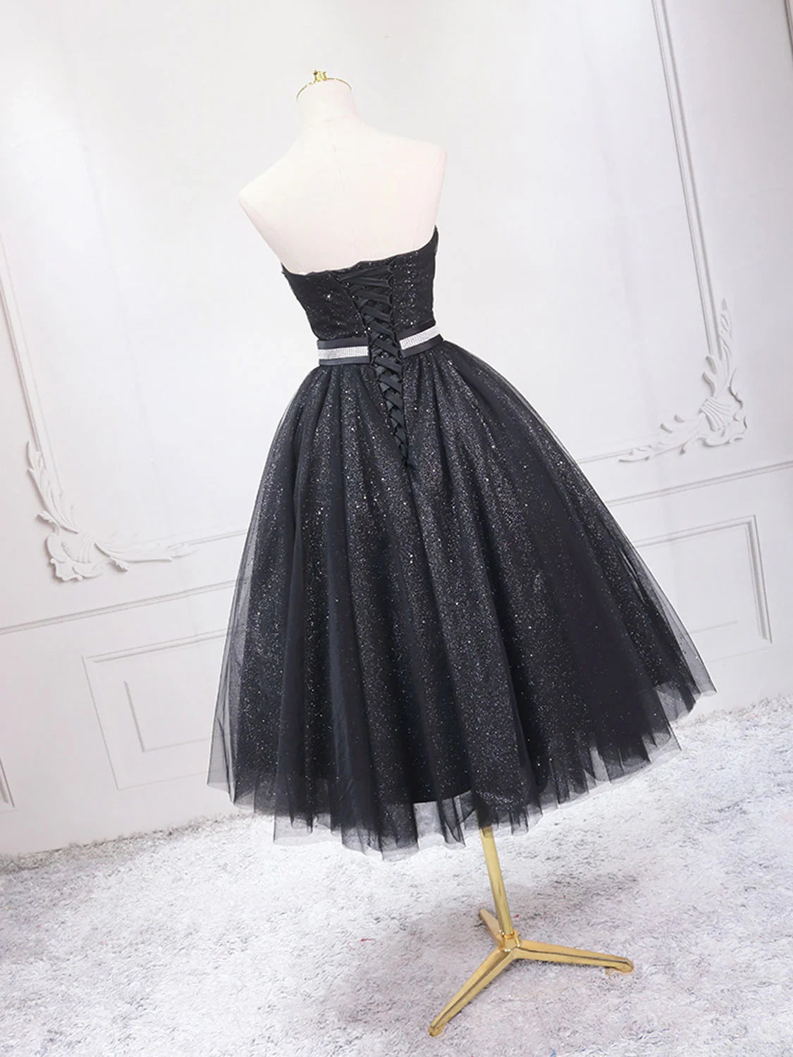 A-Linie Herzausschnitt schwarzes kurzes Ballkleid formelles Abendkleid Homecoming-Kleid Geburtstagskleid nv2116