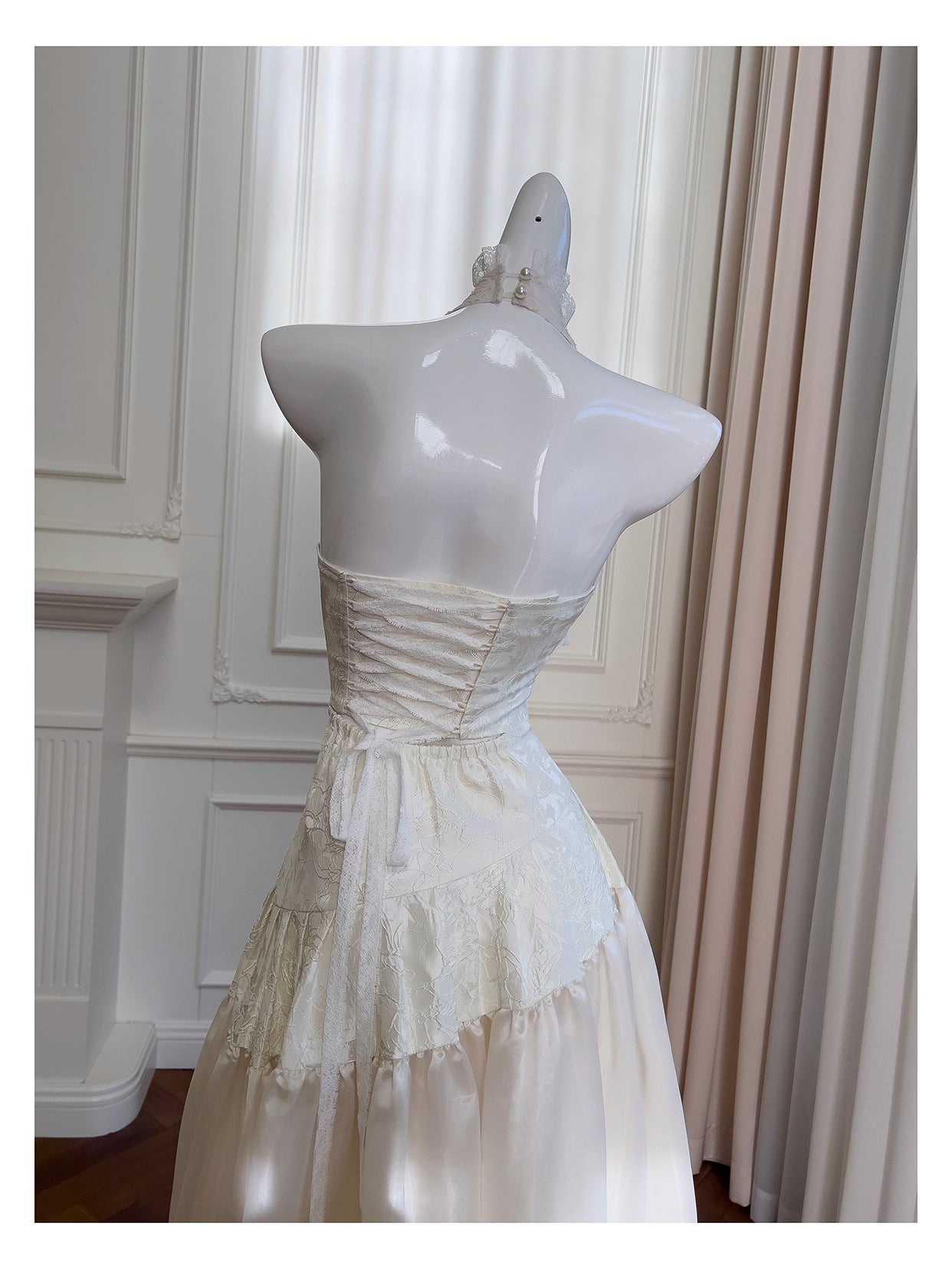 Robe de soirée élégante, coupe abricot, amincissante, mi-longue, dos nu, décolleté en V, nv5552