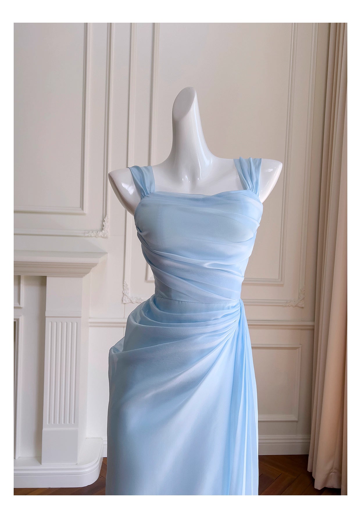 NiceVestidos-Homecoming-Kleid, blau, mit Hosenträger-Design, Taille, lang, französisch, Retro, Sommer, beliebtes Kleid für Frauen, nv5557